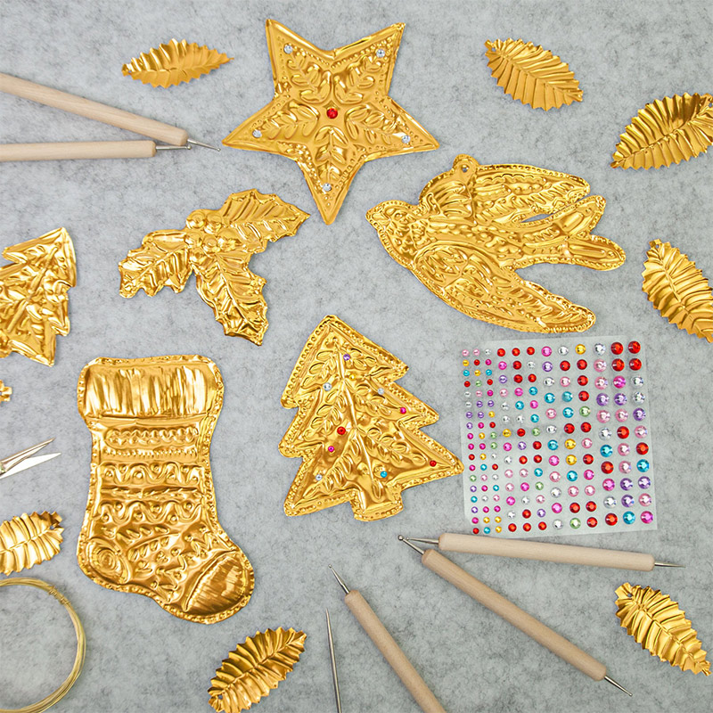 Art Craft With Paper - DIY Goldfolie Kunst Relief Weihnachtsdekorationen Gold